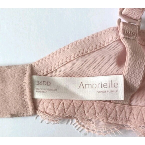Ambrielle Push Up Bra Size 36DD Blush Pink Floral Lace Plunge Convertible 93677 - Picture 4 of 7